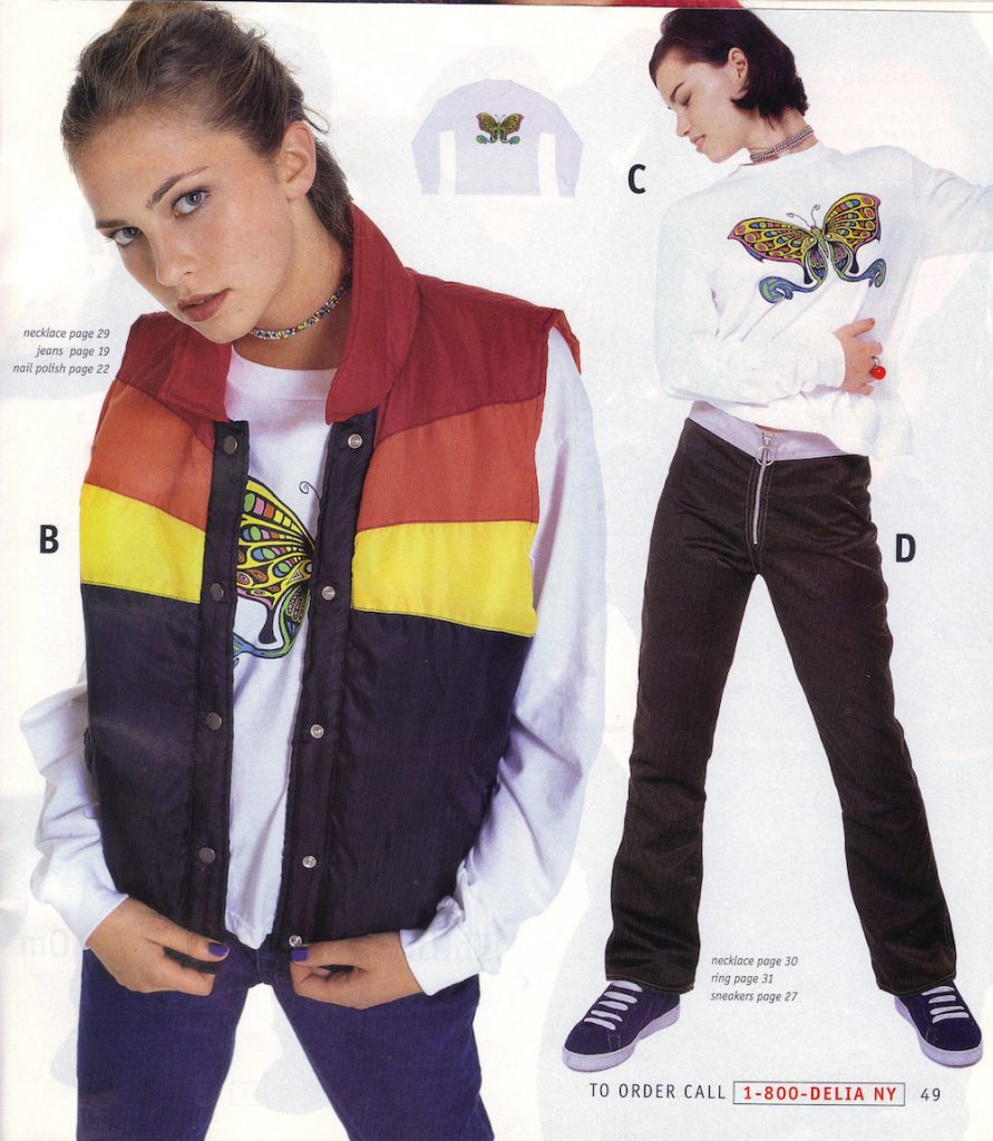 Puffer vests from an old Delia's catalog via Happily K blog